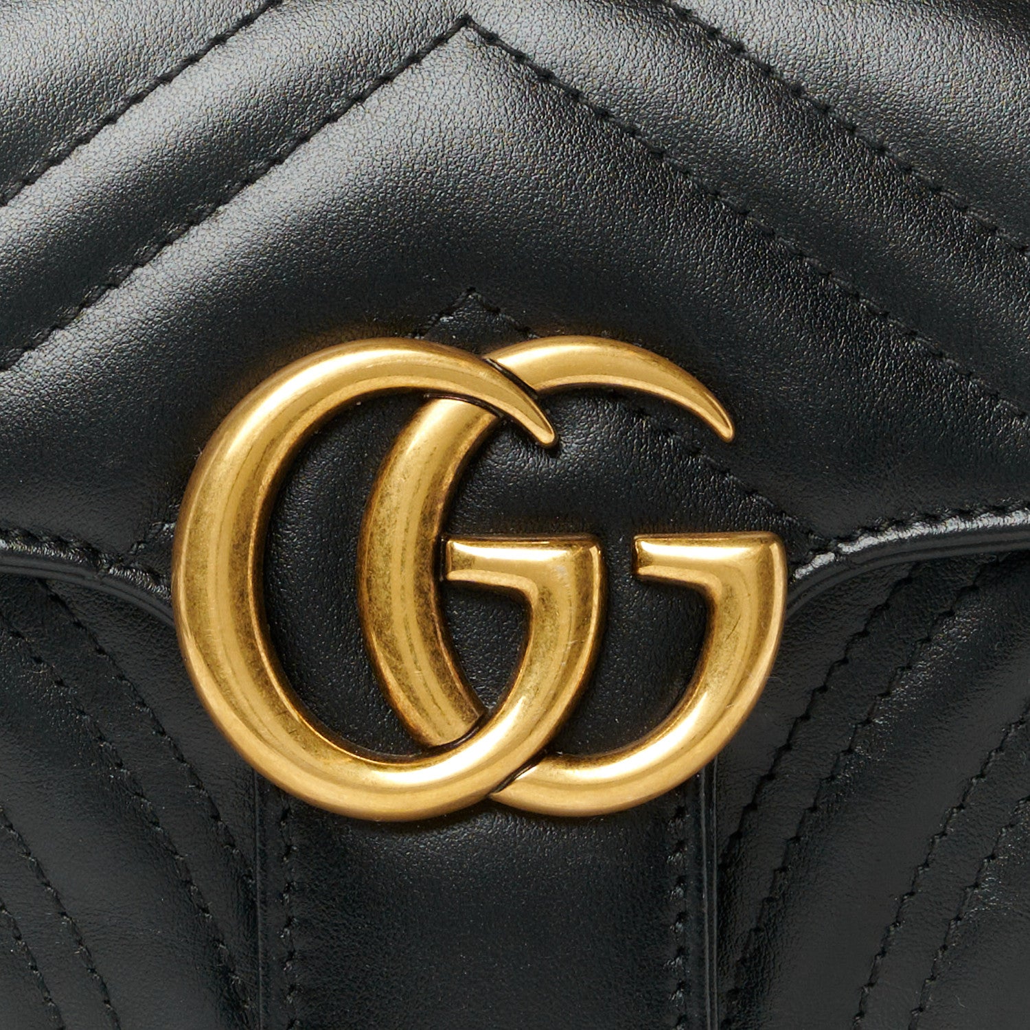 Gucci Calfskin Matelasse Mini GG Marmont Shoulder Bag Black 9 of 12