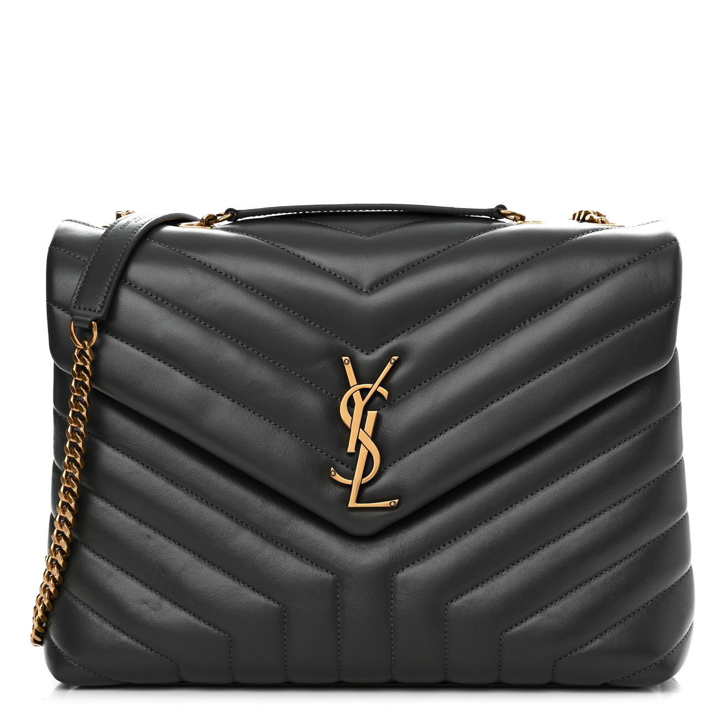 Calfskin Y Quilted Monogram Medium Loulou Chain Satchel Storm
