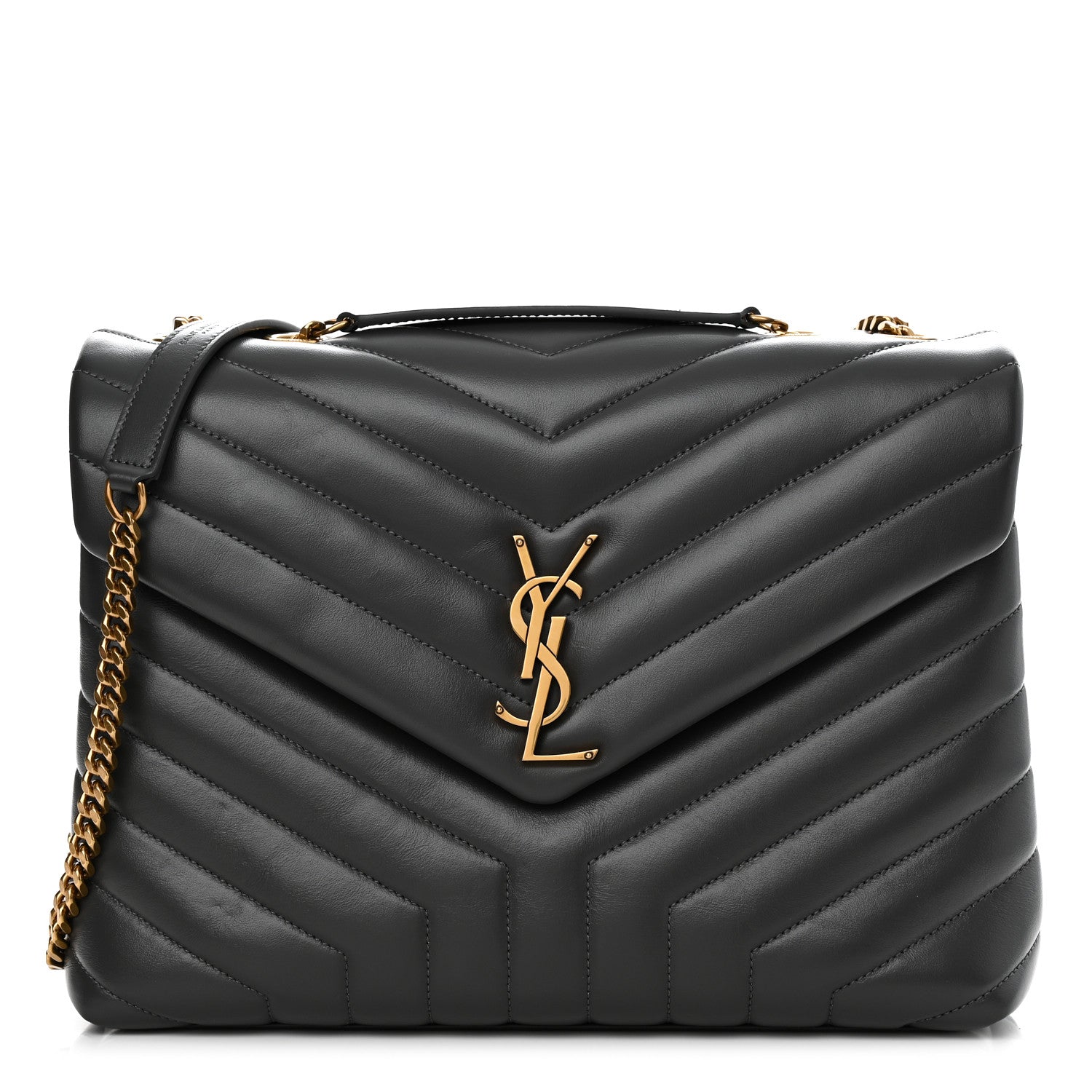 Saint Laurent Calfskin Y Quilted Monogram Medium Loulou Chain Satchel Storm 1 of 11