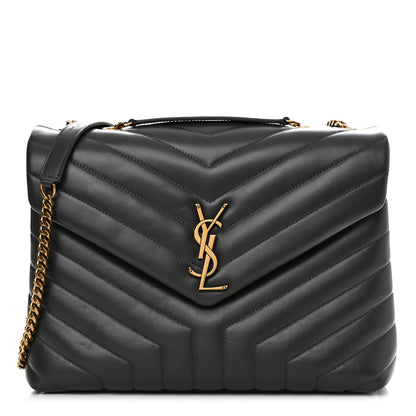 Saint Laurent Calfskin Y Quilted Monogram Medium Loulou Chain Satchel Storm 1 of 11