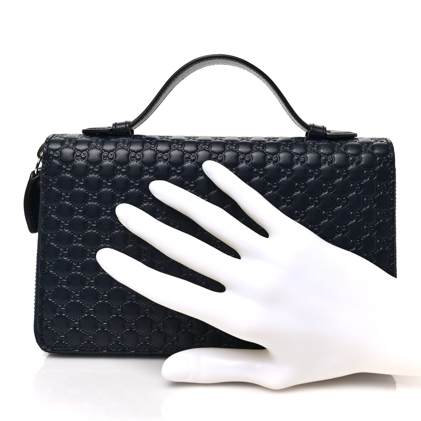 Microguccissima Zip Around Top Handle Travel Wallet Navy