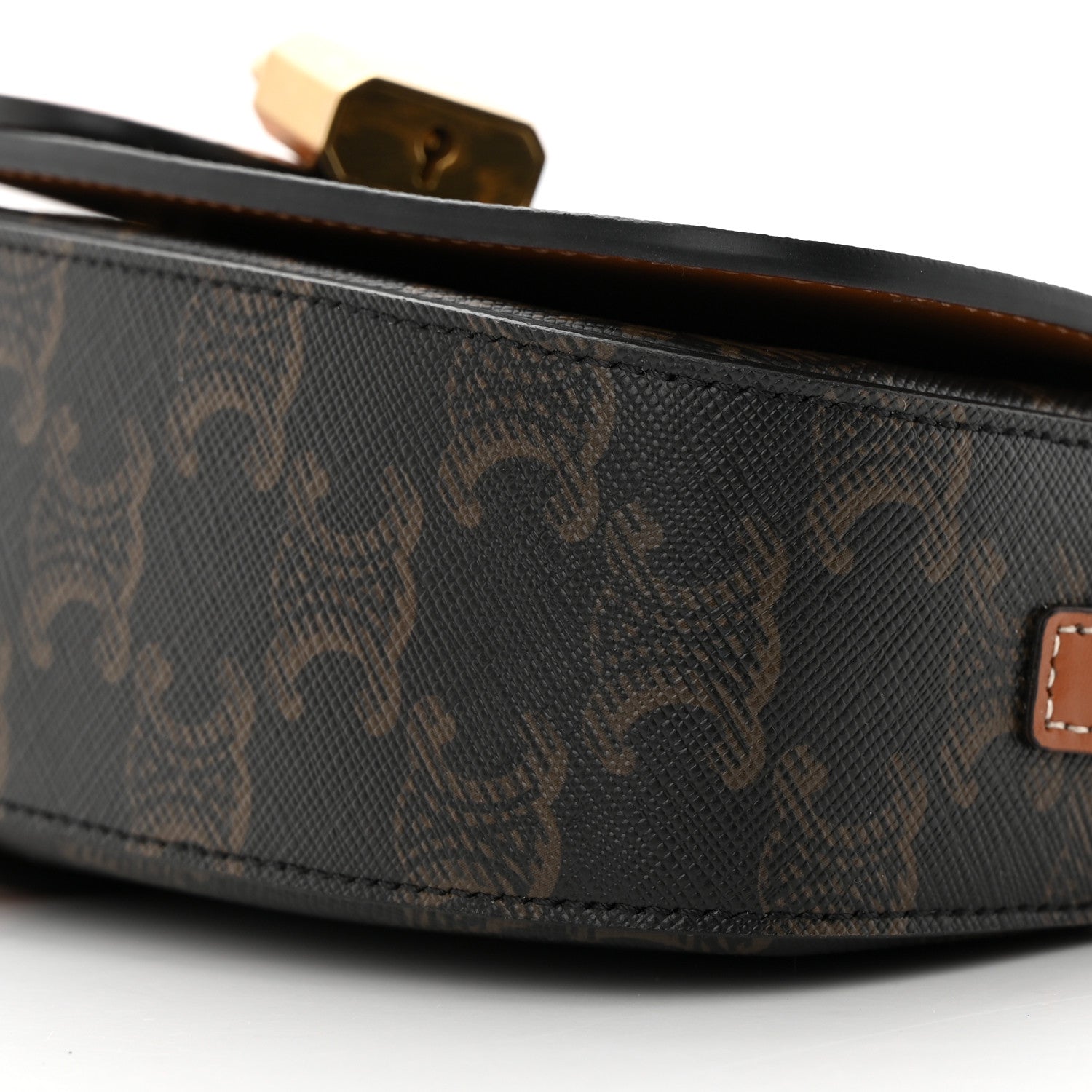 Celine Triomphe Canvas Calfskin Tabou Clutch on Strap Tan 10 of 11