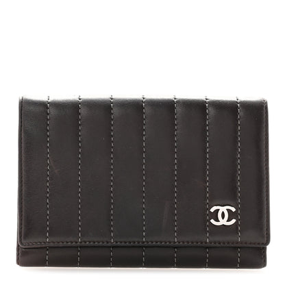 Chanel Lambskin Vertical Quilted Mademoiselle Compact Wallet Dark Brown 1 of 13