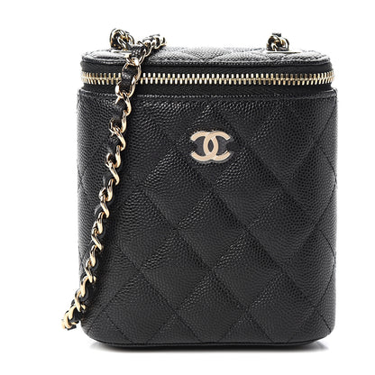 Chanel Caviar Quilted Small Vertical Coco Beauty Vanity Case With Chain Black 1 of 10