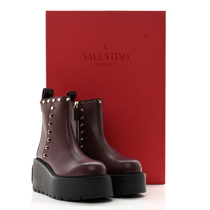 Valentino Garavani Calfskin Rockstud VLOGO Uniqueform Chelsea 55/85mm Flatform Ankle Boots 39 Rubin Black 11 of 11
