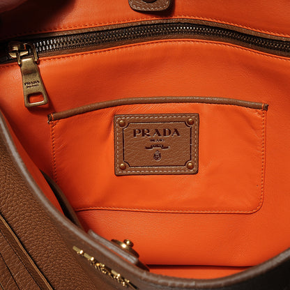 Prada Cervo Deerskin Fringe Hobo Cammello 3 of 10