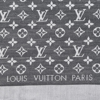 Louis Vuitton Wool Silk Monogram Denim Shawl Black 4 of 7