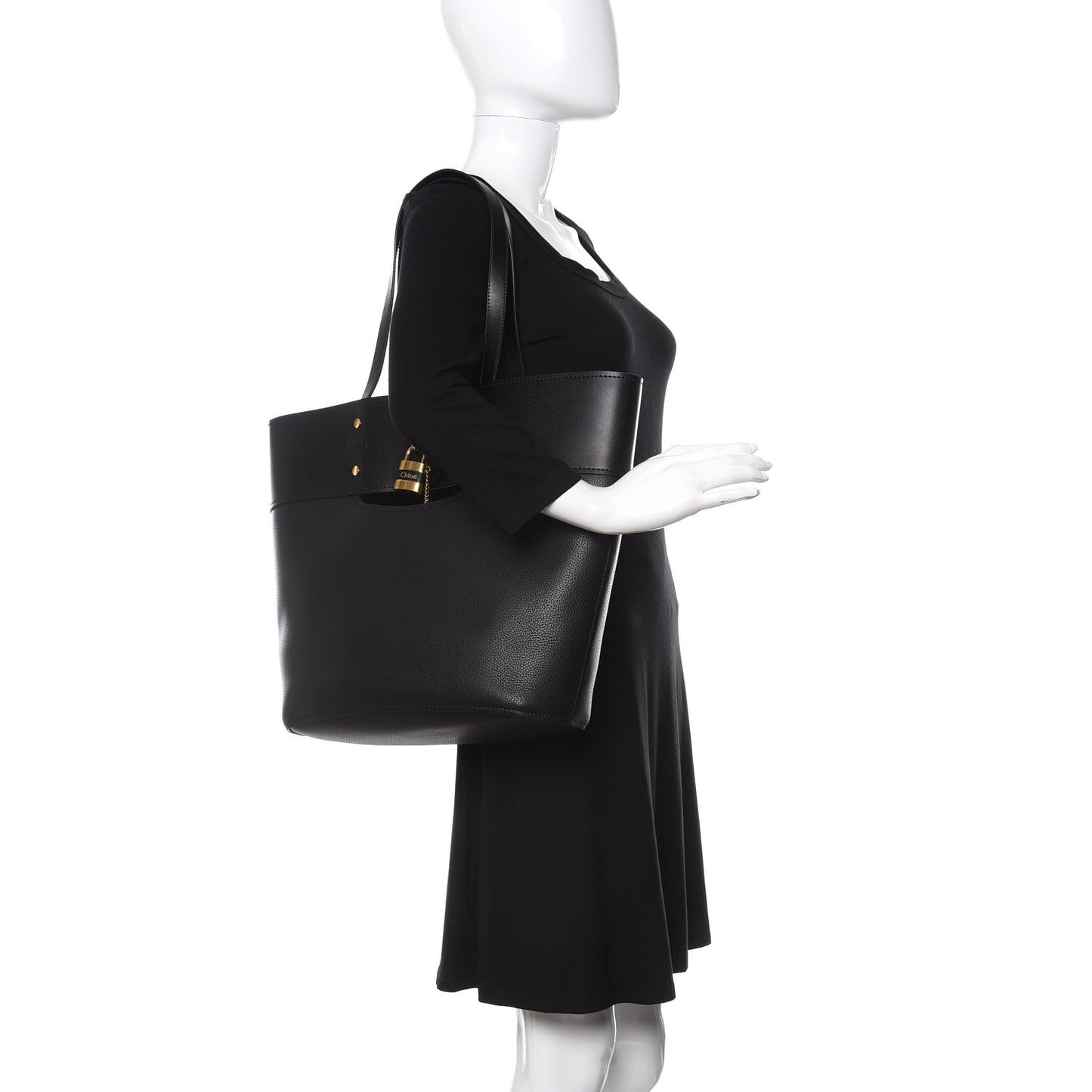 Smooth Grained Calfskin Medium Aby Tote Black