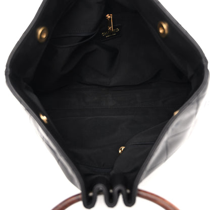 Chanel Lambskin Large Wood Handle Bag Black 5 of 10