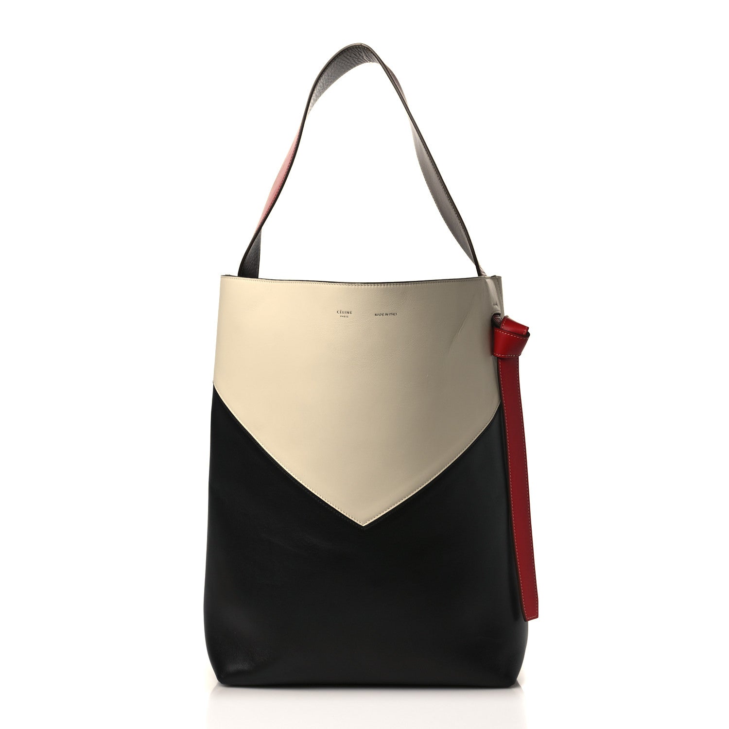 Celine Shiny Smooth Calfskin Twisted Cabas Ivory Black 1 of 10