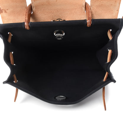 Hermes Toile Vache Calfskin Herbag 30 PM Black Natural 5 of 15