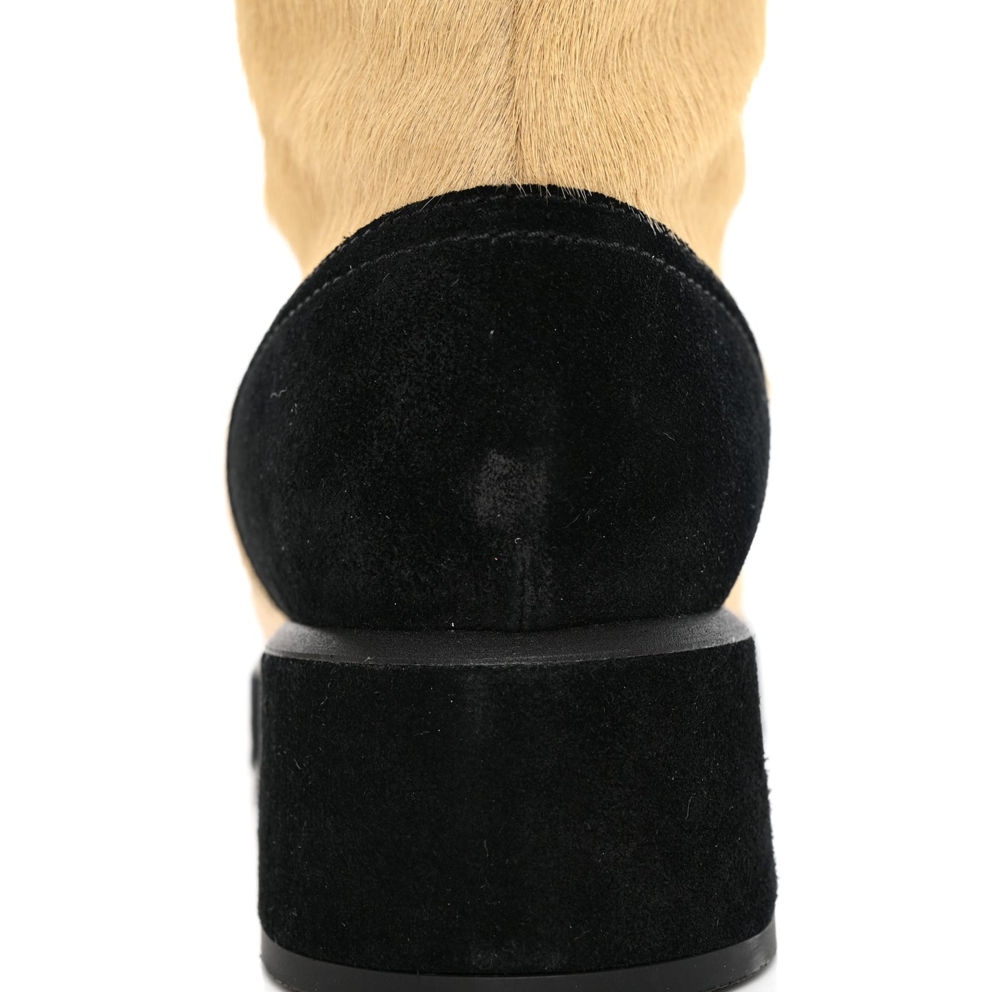 Suede Pony Hair Shearling Lace Up Combat Boots 40 Beige Black