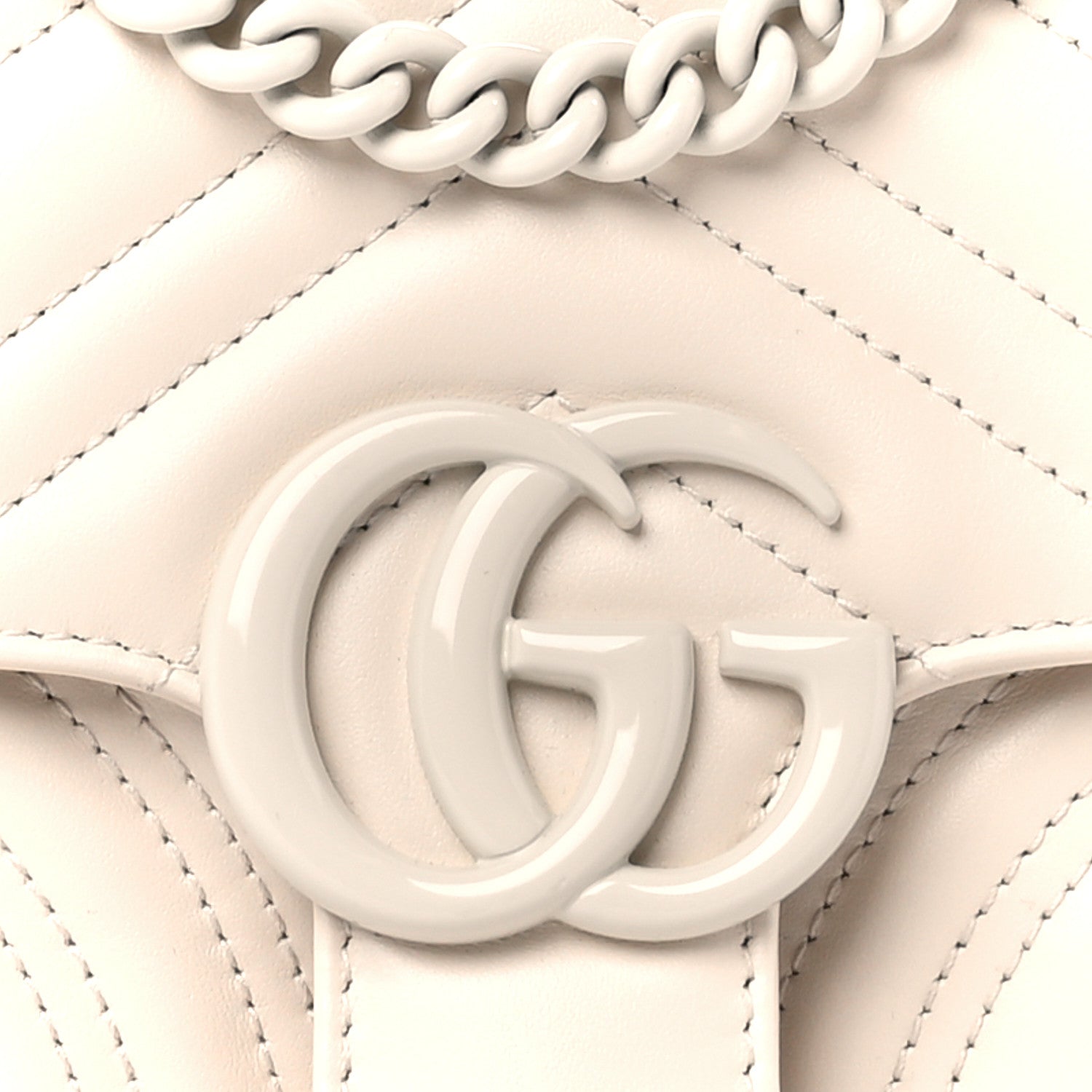 Gucci Calfskin Matelasse Monochrome Mini GG Marmont Crossbody Shoulder Bag White 9 of 11