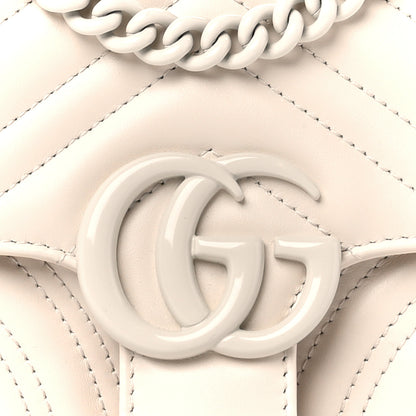 Gucci Calfskin Matelasse Monochrome Mini GG Marmont Crossbody Shoulder Bag White 9 of 11