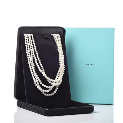 Tiffany Sterling Silver Freshwater Pearl 4.5-7mm Ziegfeld 5 Strand Graduated Pearl Necklace 7 of 7