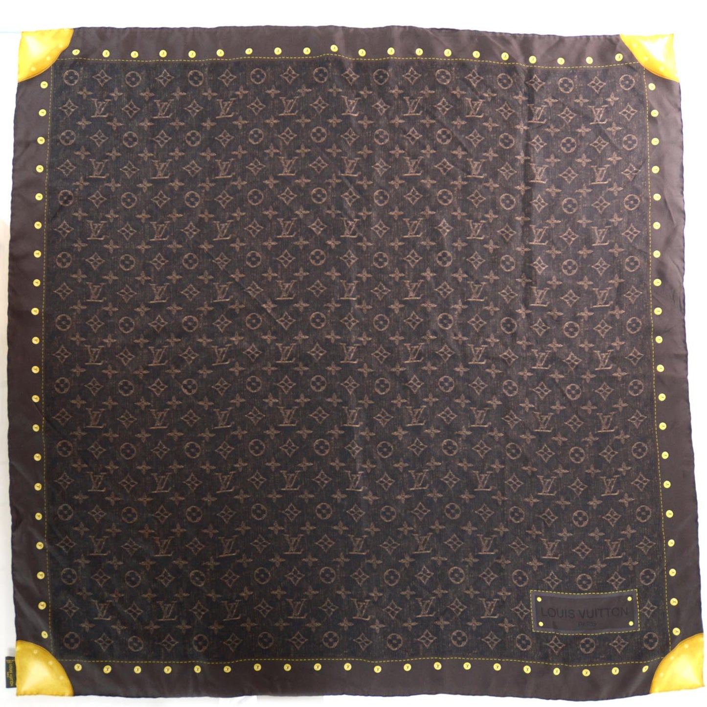 Denim Scarf Silk Monogram Ebene