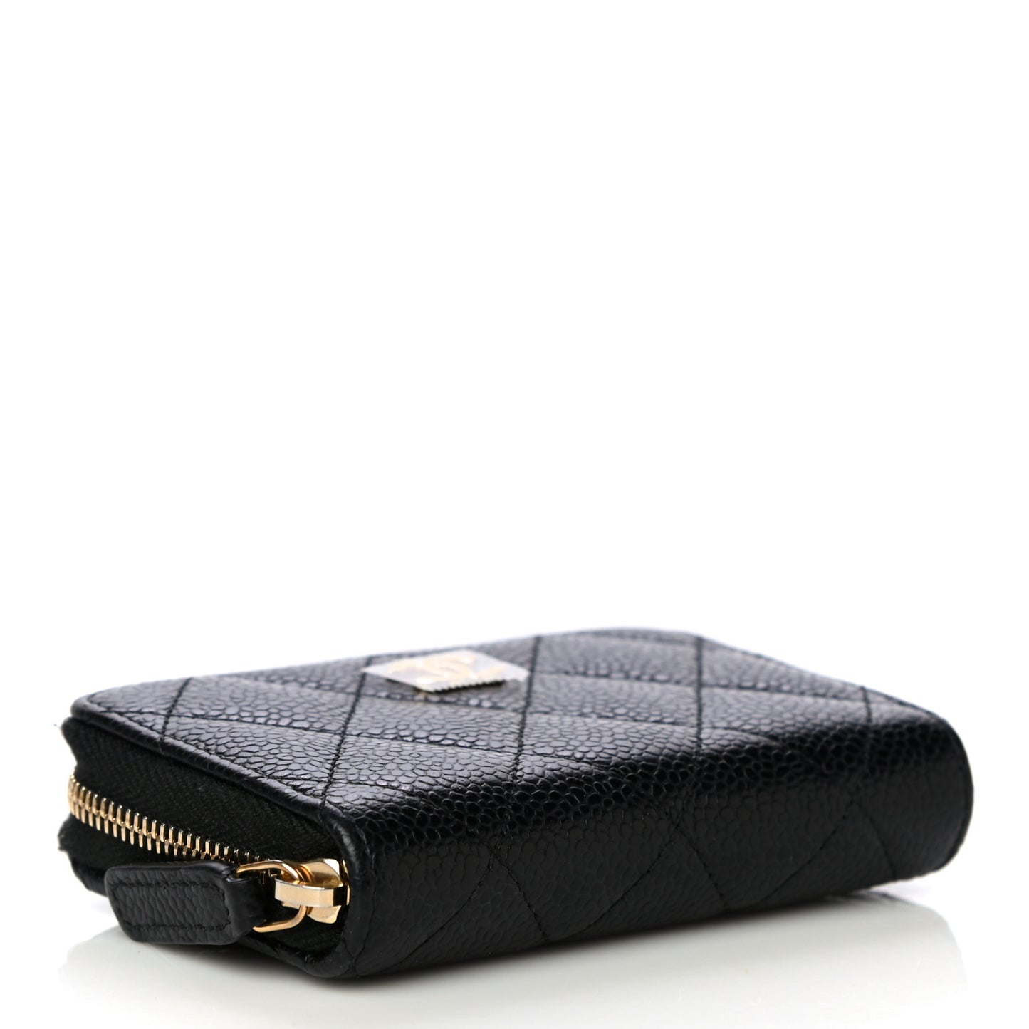 Caviar Quilted Zip Coin Purse Black