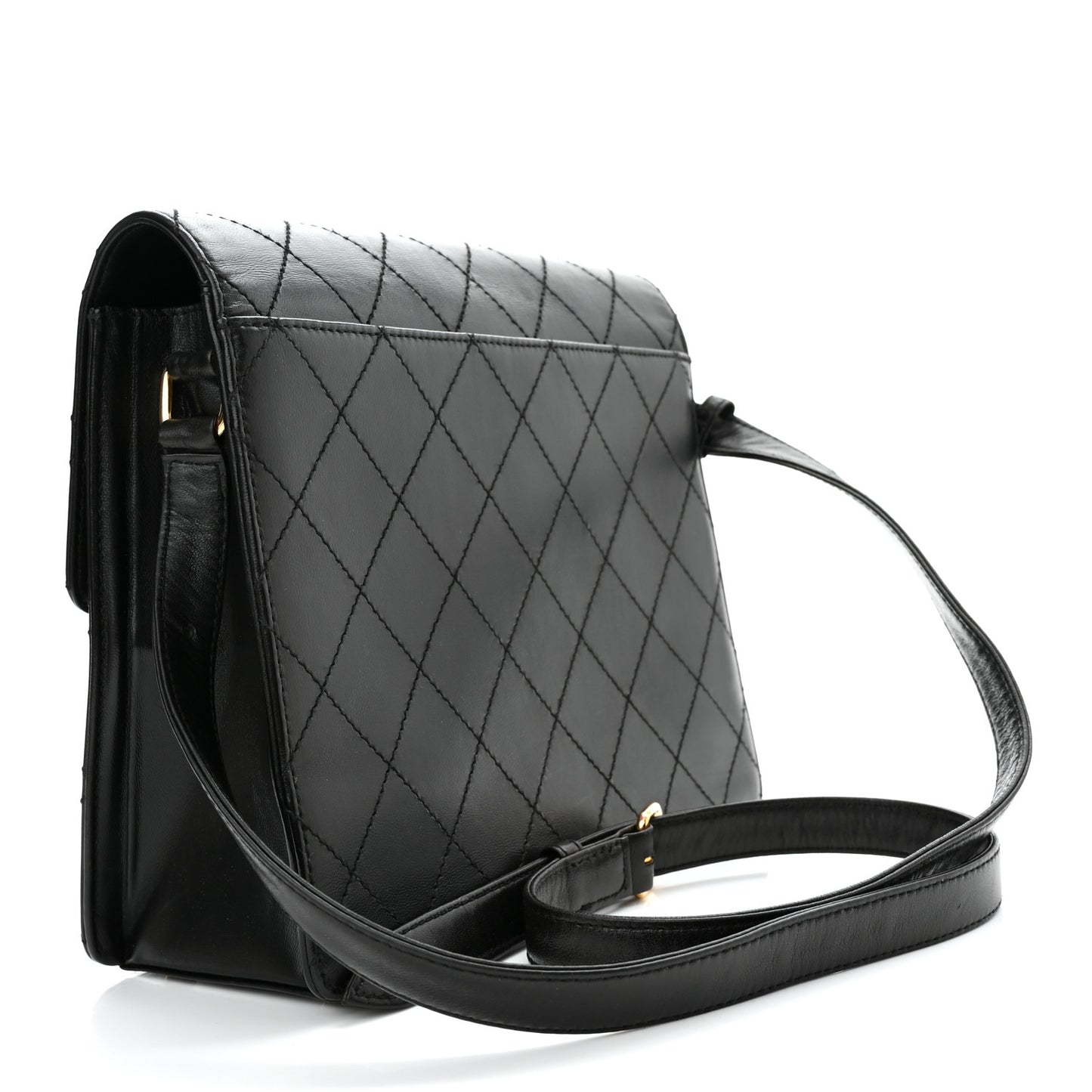 Lambskin Quilted Single Flap Black