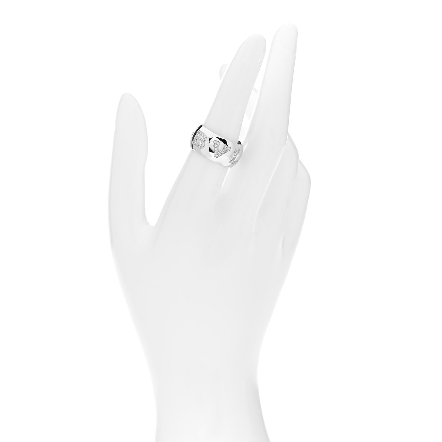 Bulgari 18K White Gold Diamond Monologo Band Ring 55 7.25 2 of 4