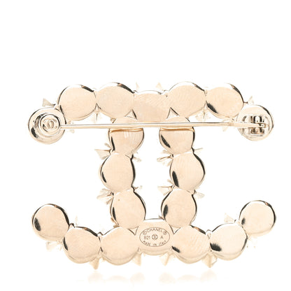 Chanel Pearl Crystal CC Brooch White Gold 2 of 5