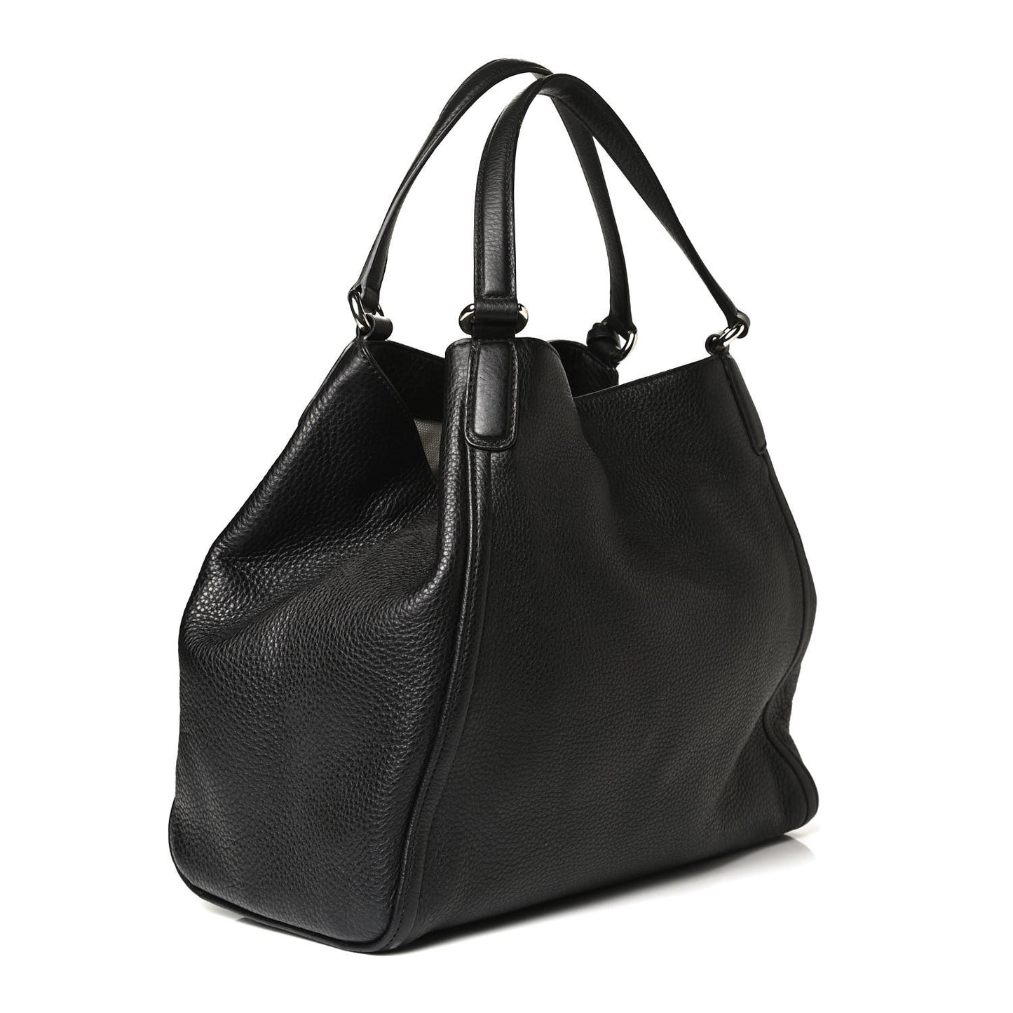 Pebbled Calfskin Medium Soho Shoulder Bag Black