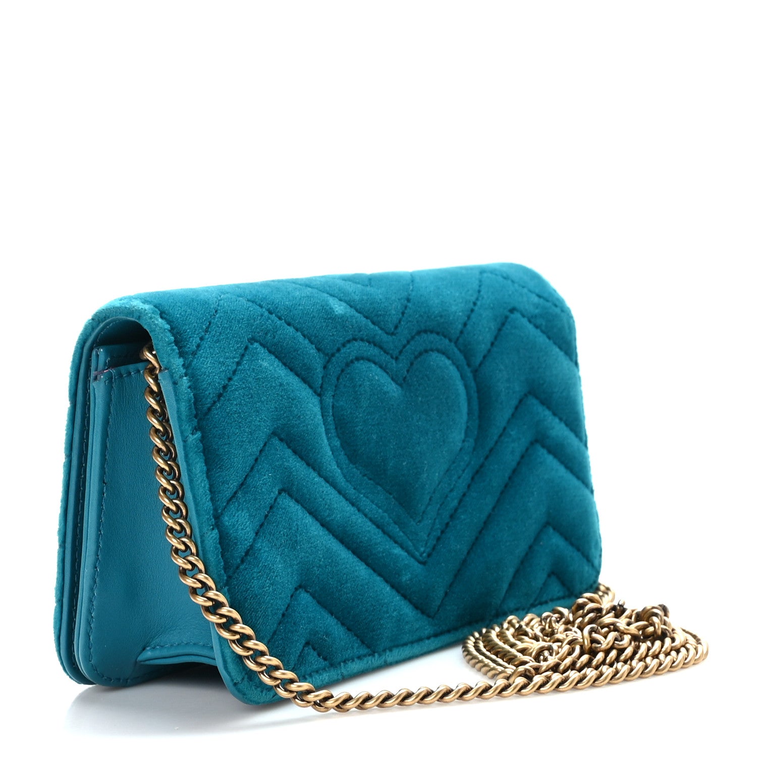 Gucci Velvet Matelasse GG Marmont Mini Bag Pavone Cyan 3 of 9