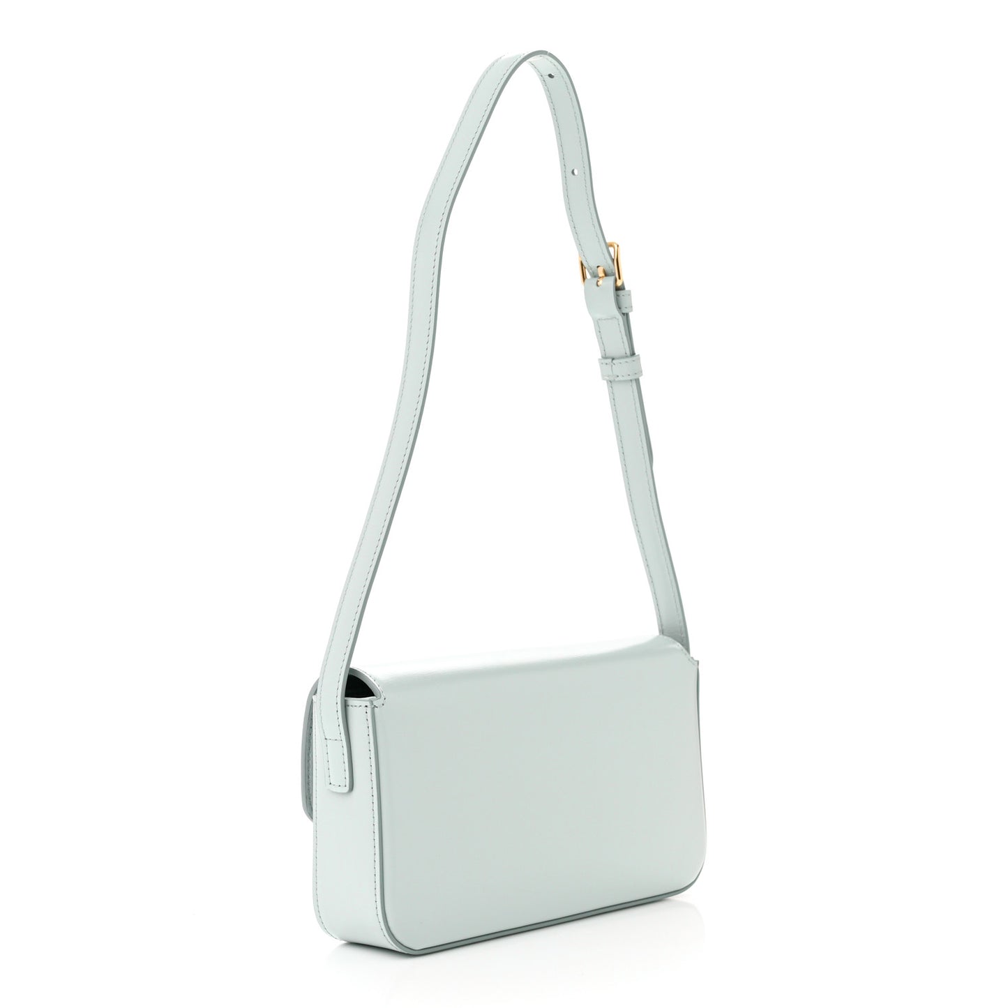 Shiny Calfskin Triomphe Shoulder Bag Soft Blue