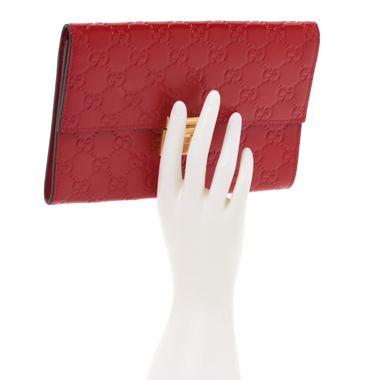 Gucci Guccissima Padlock Clutch Hibiscus Red 2 of 9