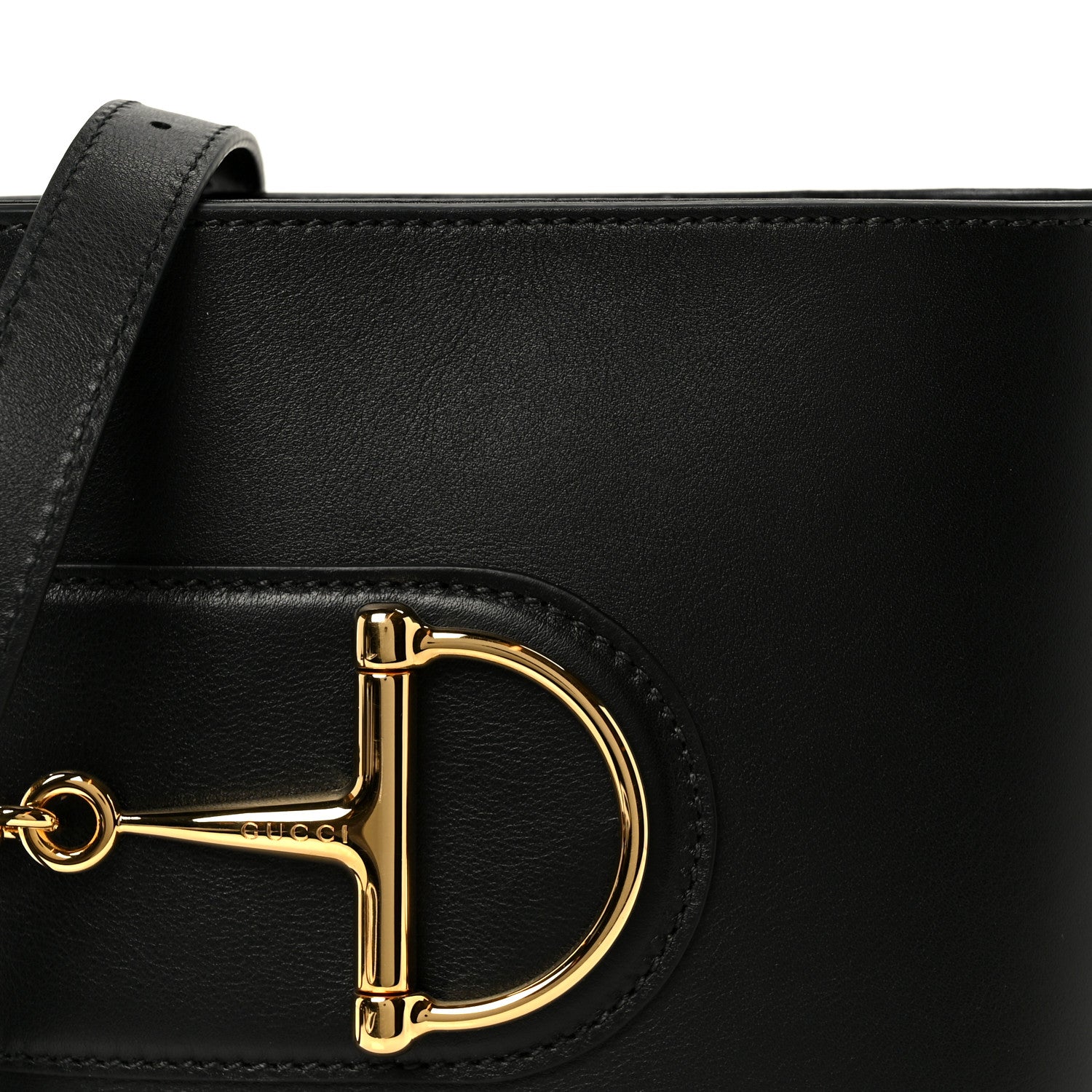 Gucci Arabella Calfskin Horsebit 73 Medium Bucket Bag Black 8 of 10