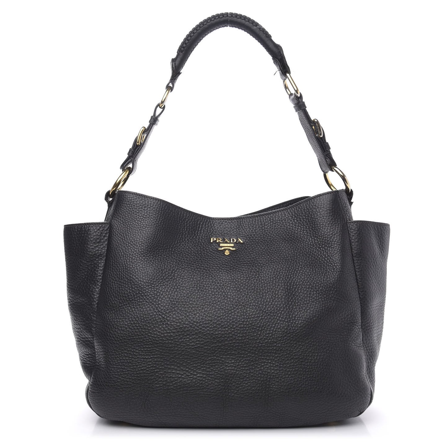 Vitello Daino Side Pocket Hobo Black