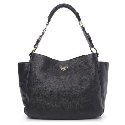 Prada Vitello Daino Side Pocket Hobo Black 1 of 16