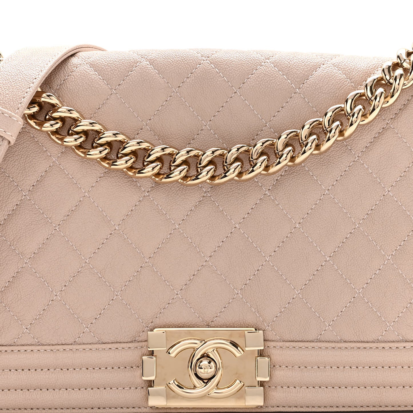 Caviar Quilted Medium Boy Flap Nude
