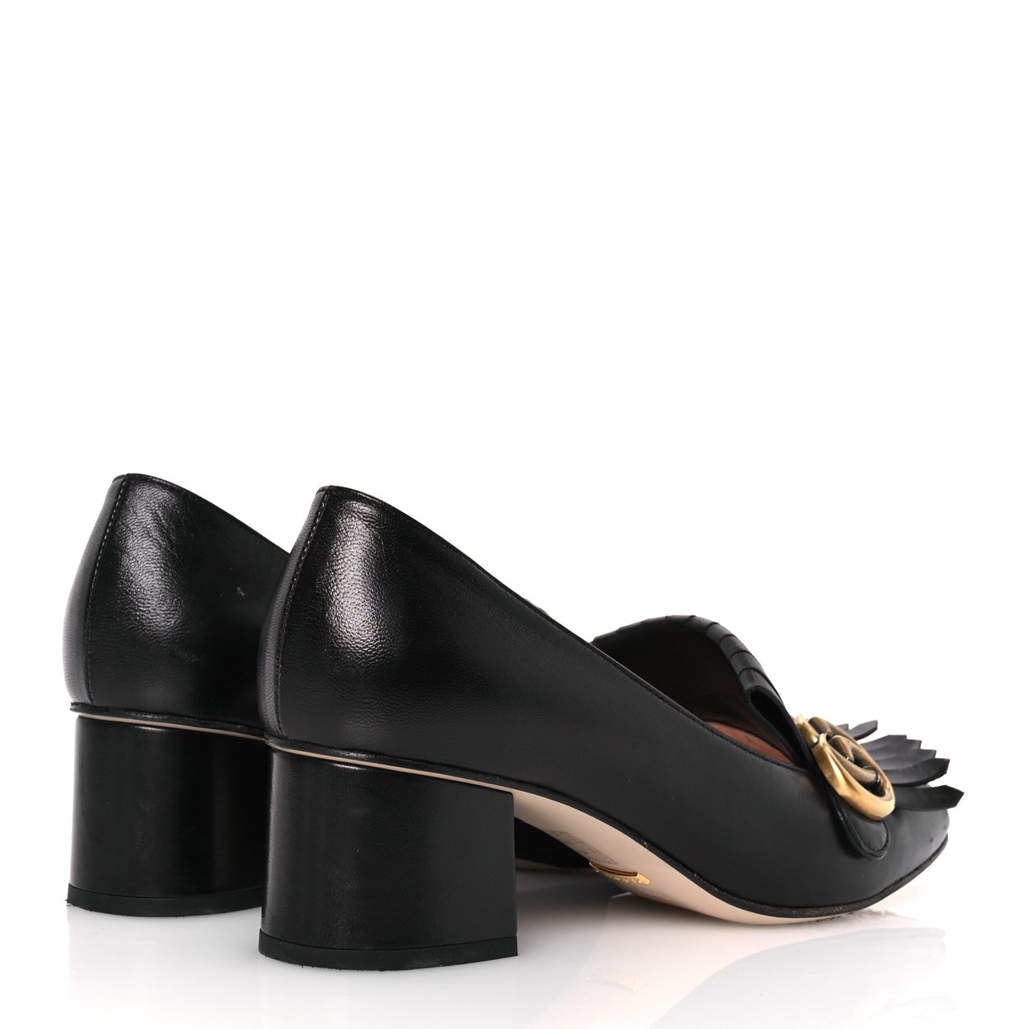 Malaga Kid GG Marmont Fringe 50mm Loafer Pumps 39.5 Black