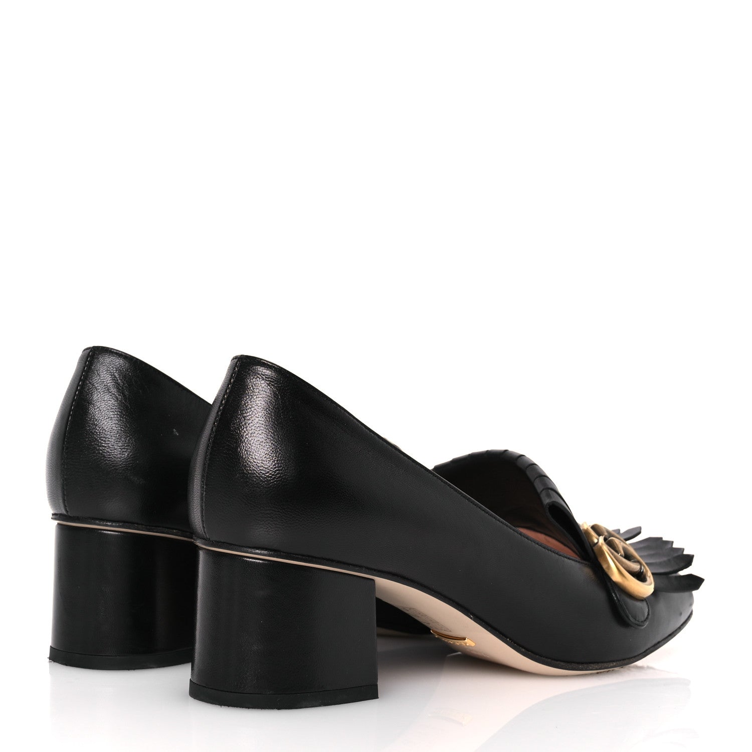 Gucci Malaga Kid GG Marmont Fringe 50mm Loafer Pumps 39.5 Black 5 of 14