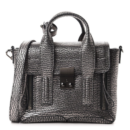 3.1 Phillip Lim 3.1 Textured Calfskin Mini Pashli Satchel Black Mauve 1 of 10