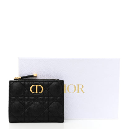 Christian Dior Grained Calfskin Supple Cannage Caro Dahlia Wallet Black 9 of 9