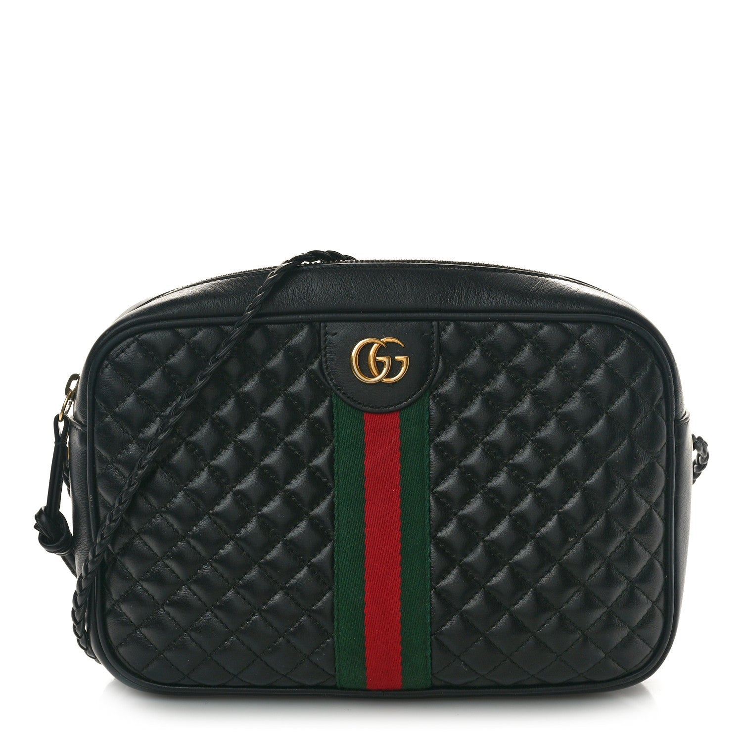 Gucci Calfskin Web Trapuntata Small GG Shoulder Bag Black 1 of 10