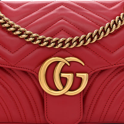 Gucci Calfskin Matelasse Small GG Marmont Shoulder Bag Hibiscus Red 8 of 11