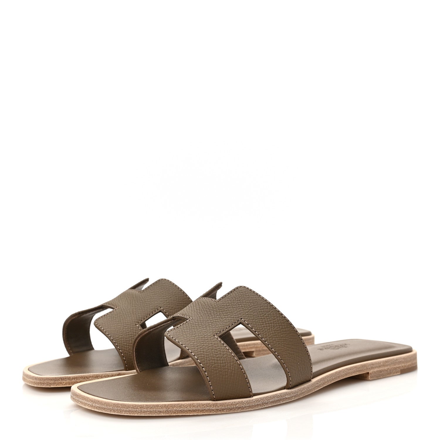 Hermes Epsom Oran Sandals 37.5 Etoupe 3 of 9