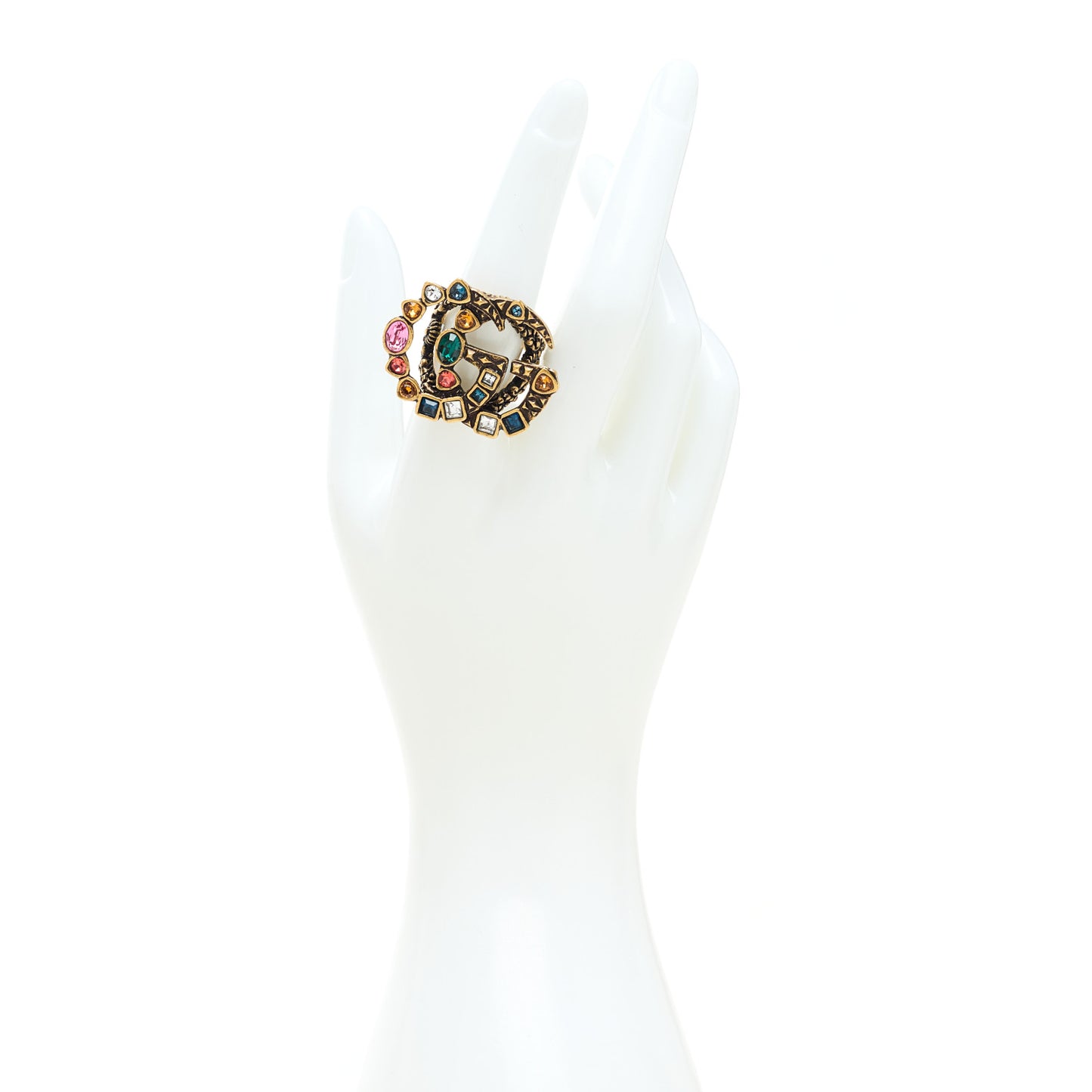 Crystal Double G Ring M Multicolor