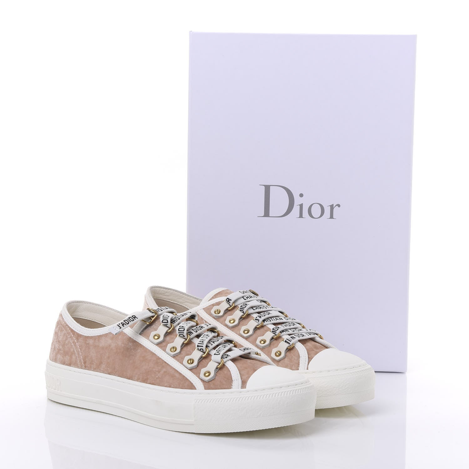 Christian Dior Velvet Walk'N'Dior Low Top Sneakers 38.5 Nude 9 of 9