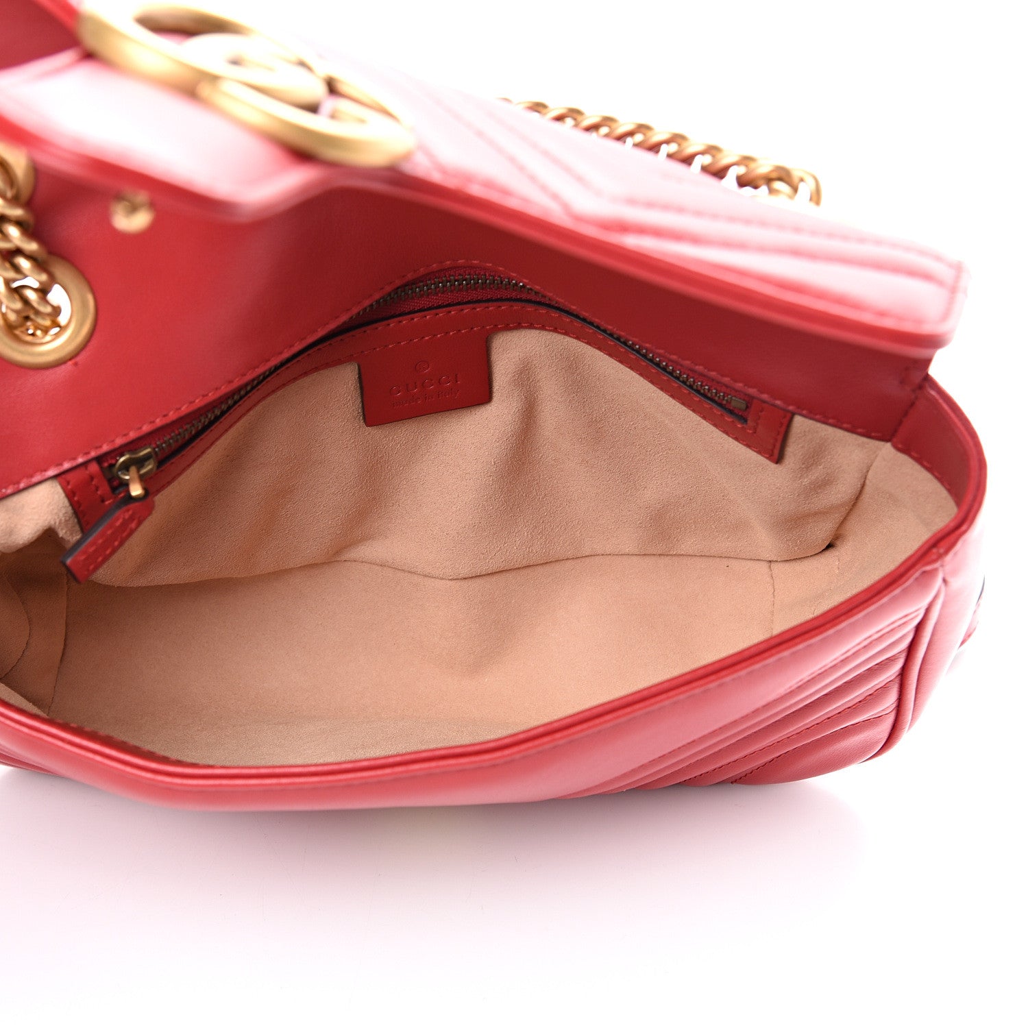 Gucci Calfskin Matelasse Small GG Marmont Shoulder Bag Hibiscus Red 4 of 15