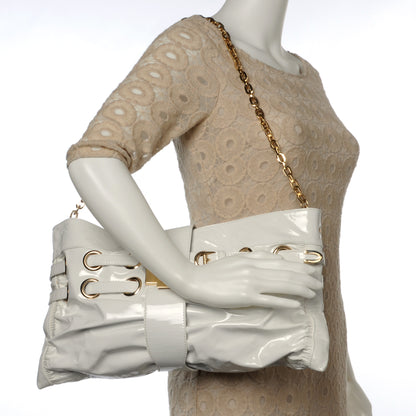 Jimmy Choo Patent Convertible Rio Oversized Clutch White 2 of 6