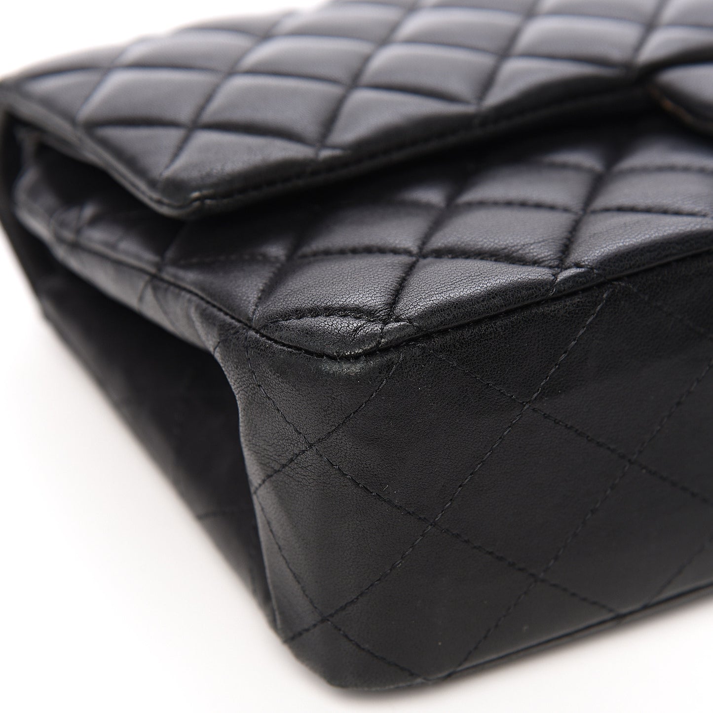 Lambskin Quilted Medium Double Flap Black