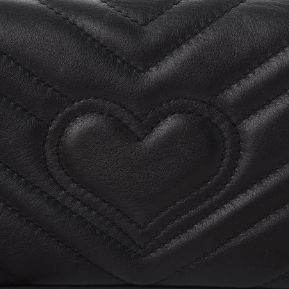 Gucci Calfskin Matelasse Super Mini GG Marmont Shoulder Bag Black 9 of 9