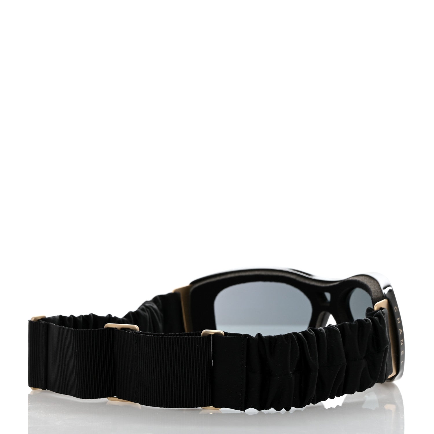 Chanel Crystal Acetate Technical Satin Shield Sunglasses Black 4 of 8