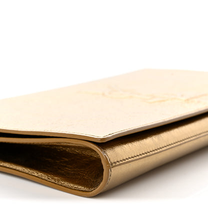 Saint Laurent Metallic Calfskin Monogram Large Belle De Jour Clutch Gold 8 of 12