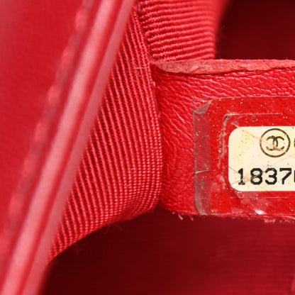 Chanel Lambskin Quilted Medium Boy Flap Black Red 7 of 9