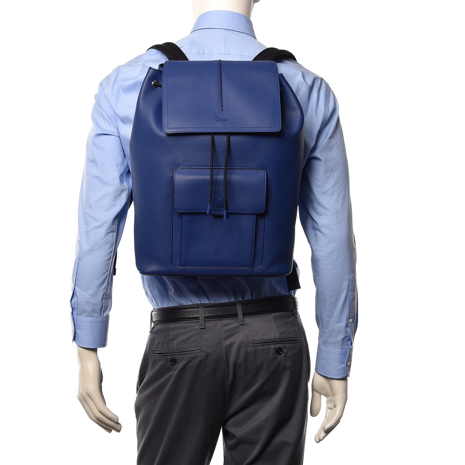 Christian Dior Grained Calfskin Backpack Blue 2 of 12