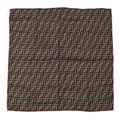 Fendi Silk FF Scarf Brown Black Red 1 of 4